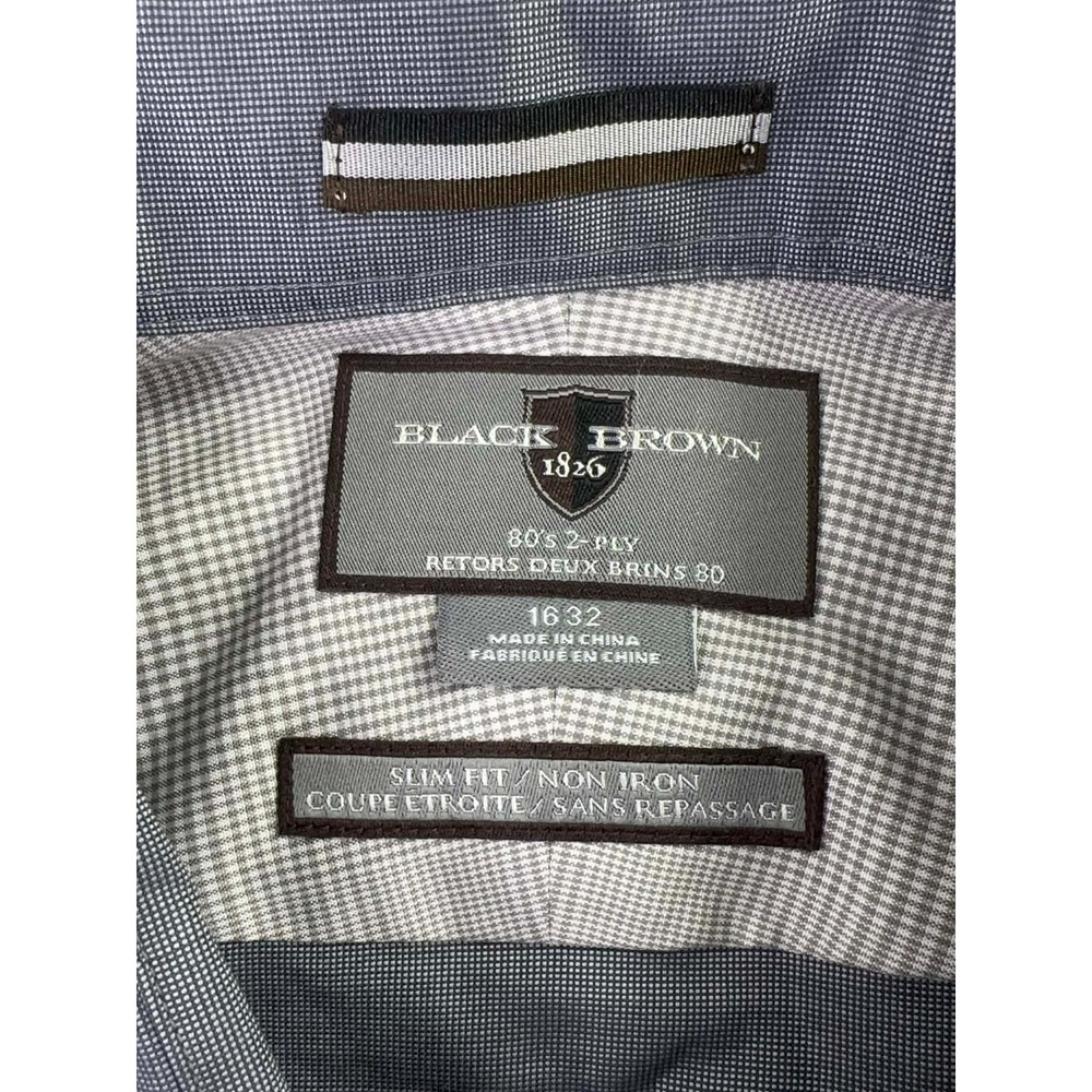 BLACK BROWN Dress Shirt Mens 16-32 Gray Egyptian Cotton Designer City Office - Picture 3 of 9